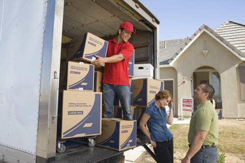 Local moving van in Uxbridge with packed household items