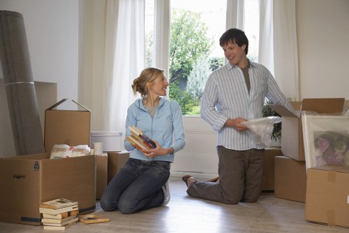 Packed moving boxes ready for a flat removal in Uxbridge